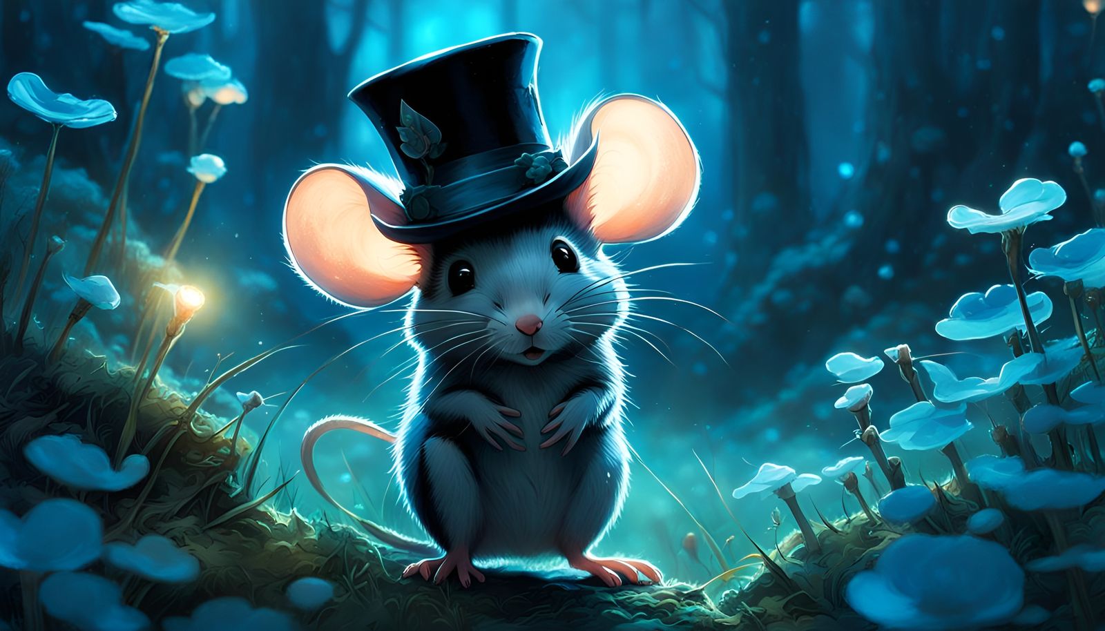 Mouse in Tophat on Bioluminescent Field