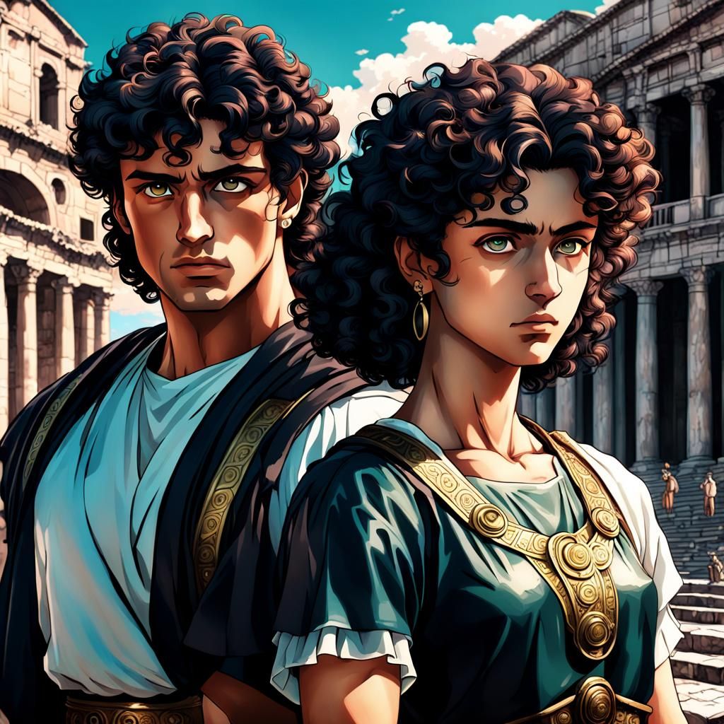 Roman Couple in Pompeii: Art Nouveau Hyperrealism