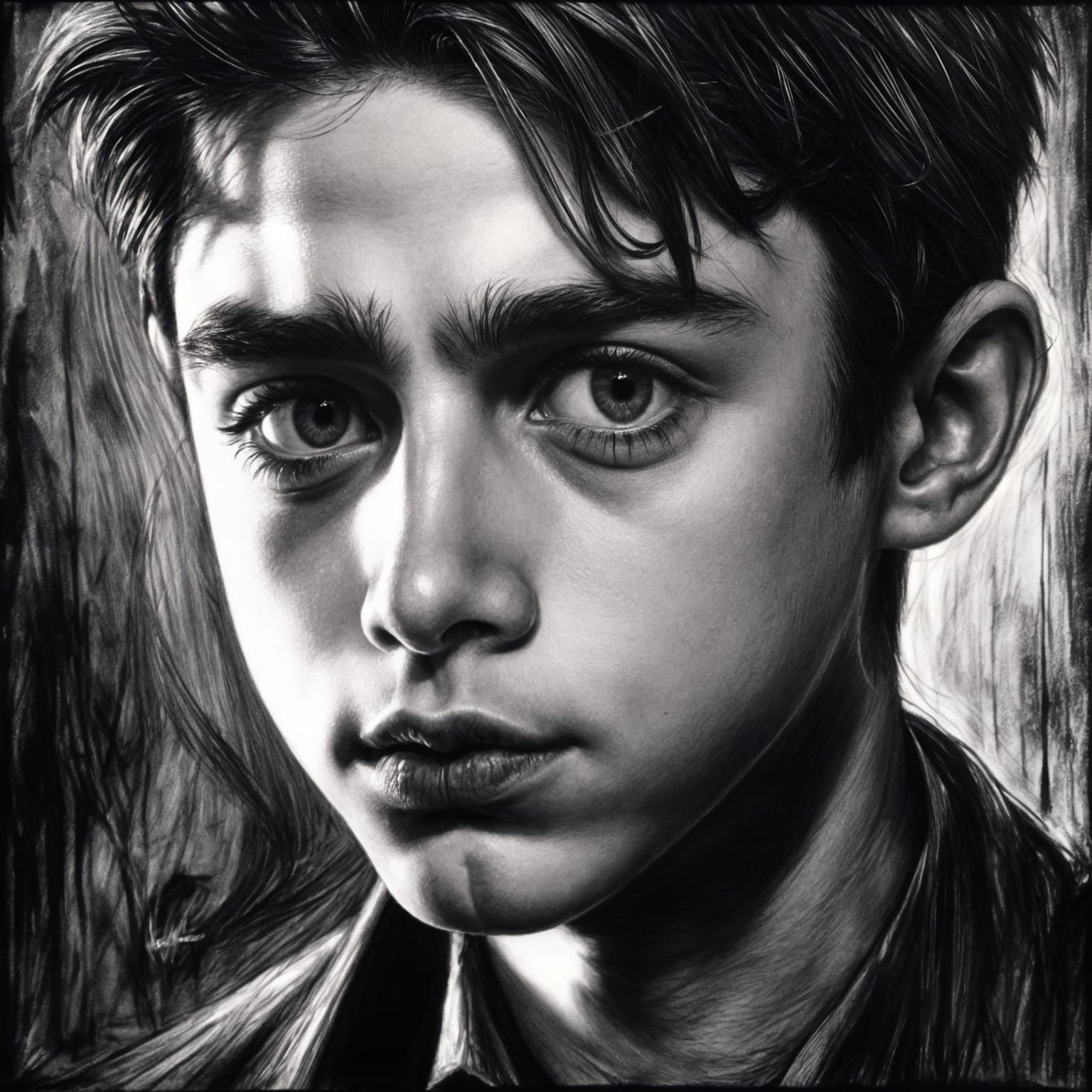 Celebratory Portrait in Hyperdetailed Charcoal