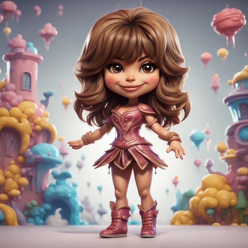 Paula Abdul as Cute Chibi, Detailed Digital Art