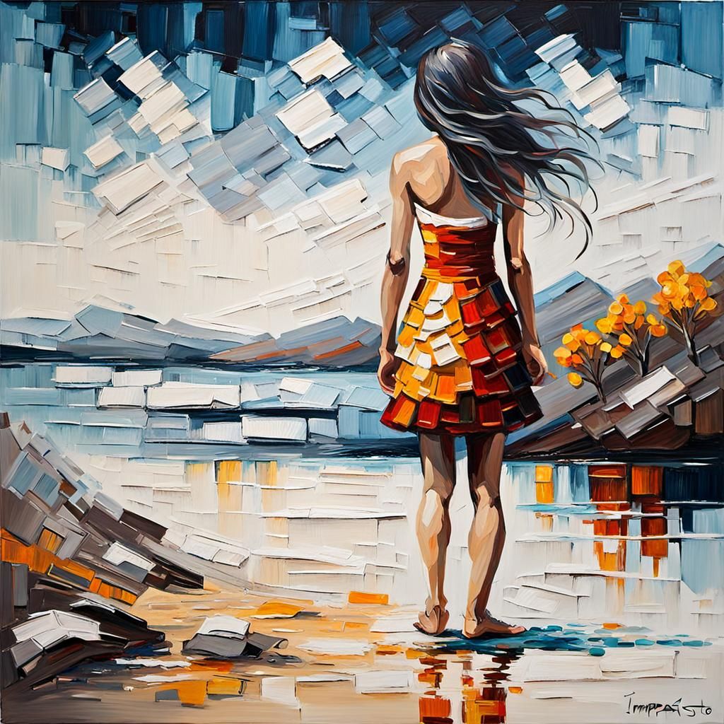 Impasto Oil Painting with Thick Layers and Dark Colors