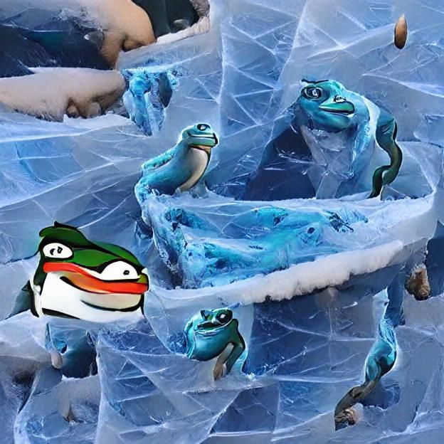 Frozen Blue Pepega Digital Rendering