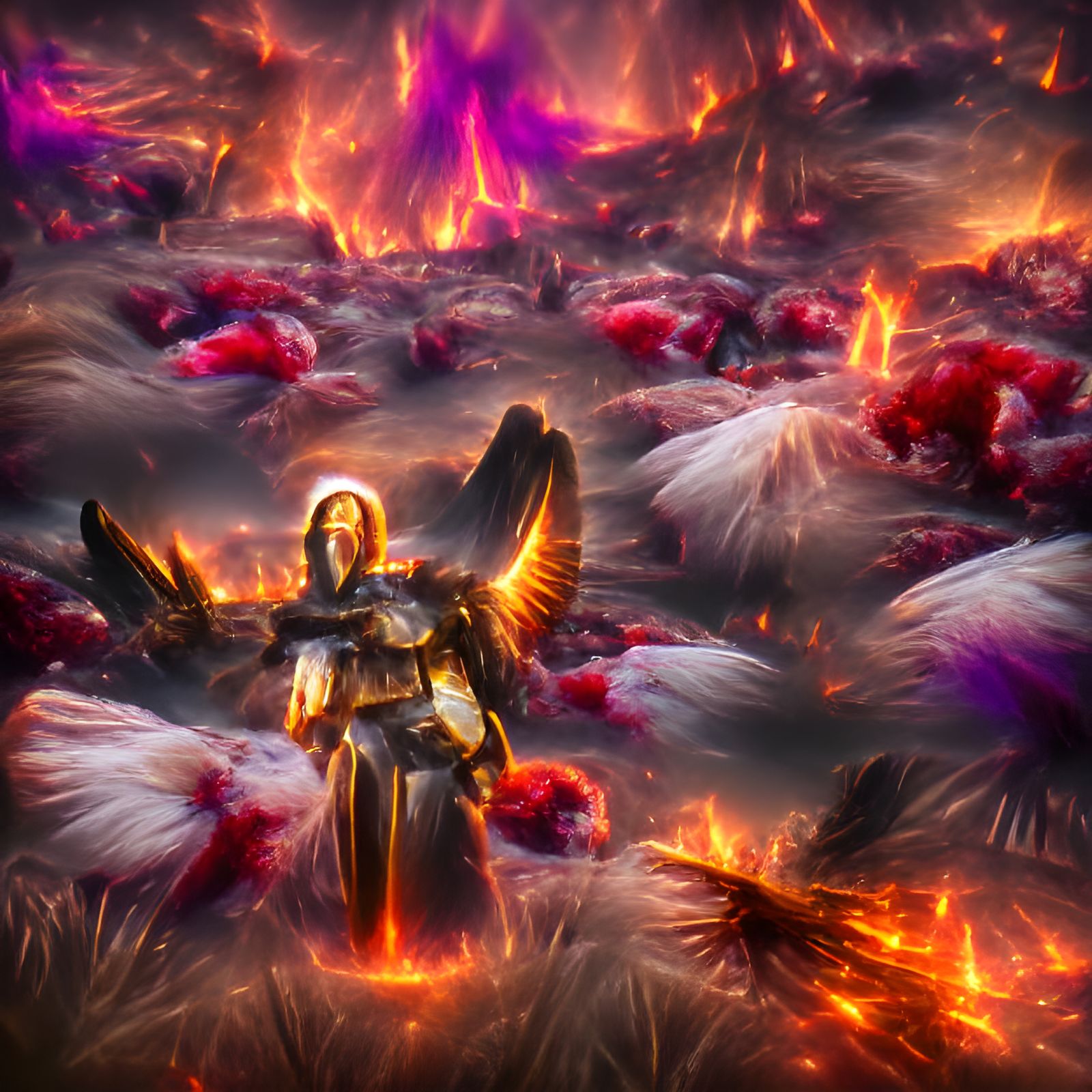 Archangel in a Fiery Field of Corpses
