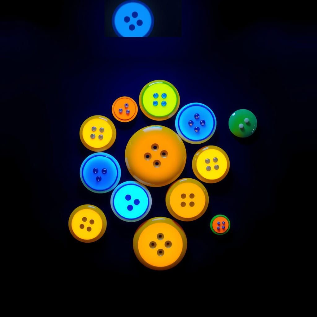 Abstract Expressionist Circles Meet Neon Buttons in Vibrant,...