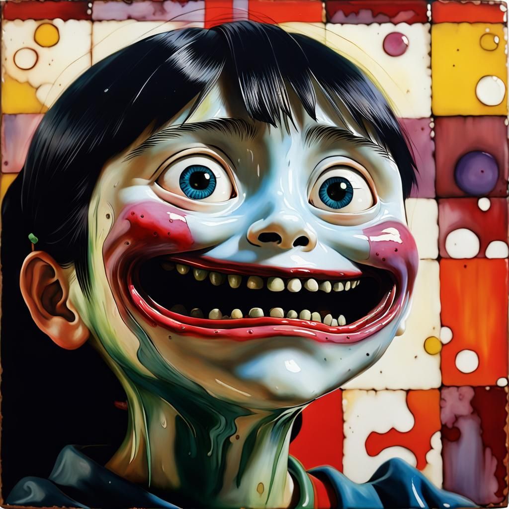 Encaustic Ghibli Bauhaus in Deep Color