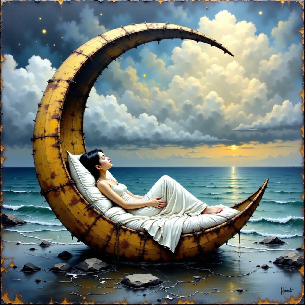 Dreamy Seaside Rest in Impasto Style