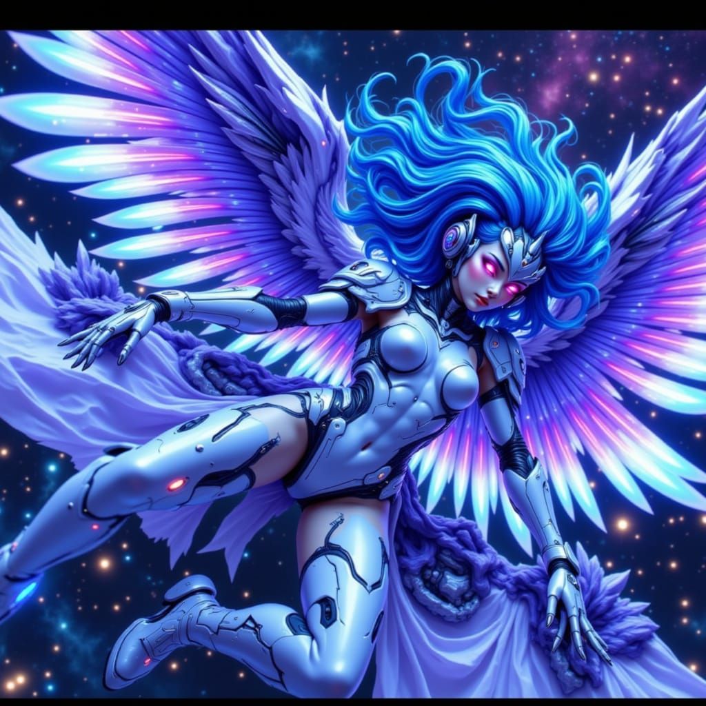 Cyber Angel KOS-MOS in Futuristic Space Odyssey