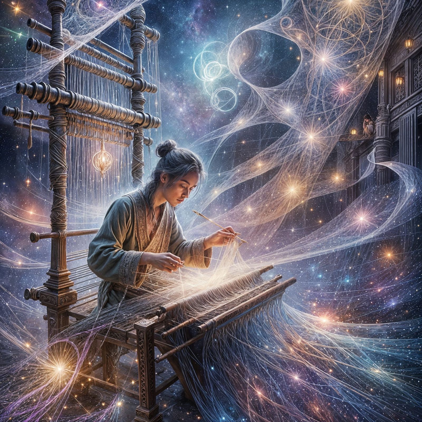 Enchanted Weaver of Cosmic Dreams