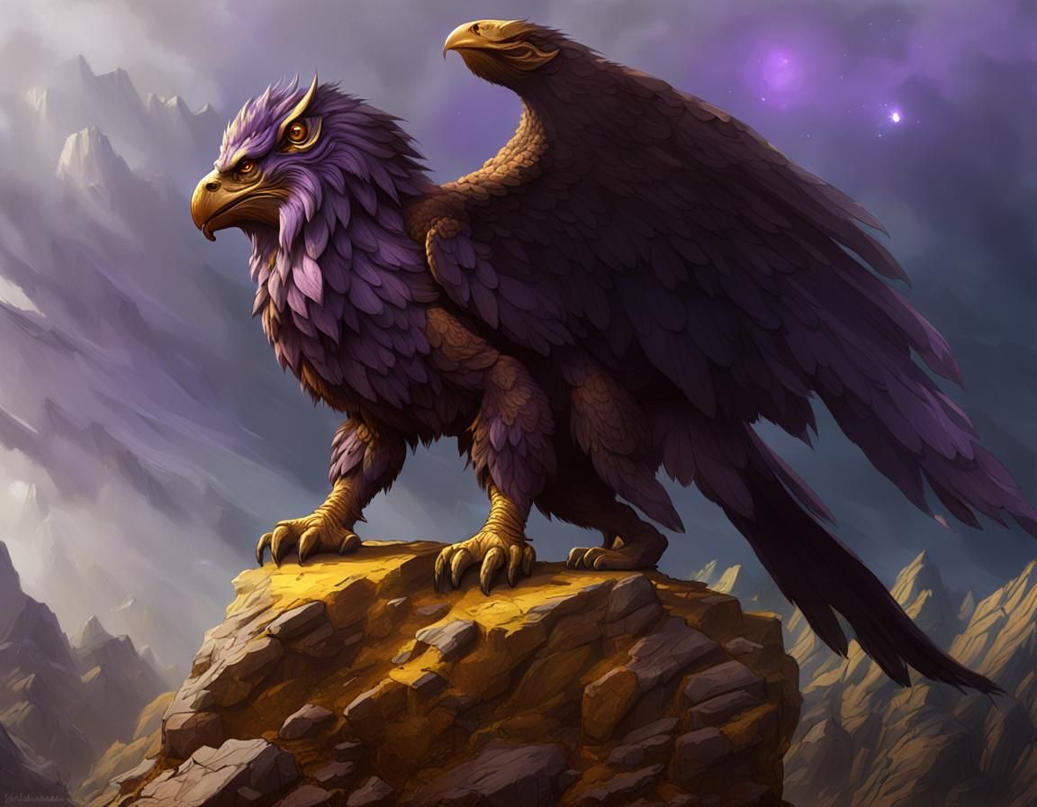 Gryphon on Rock: Dark Fantasy Concept Art