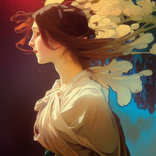 Detailed Portrait in Art Nouveau Style