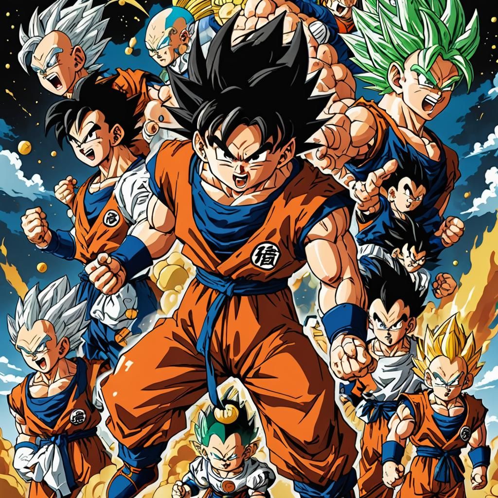 Dragon Ball Super Saiyan in Manga Style