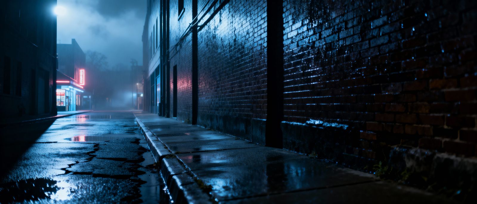 Hauntingly beautiful landscape of a desolate alleyway in the...