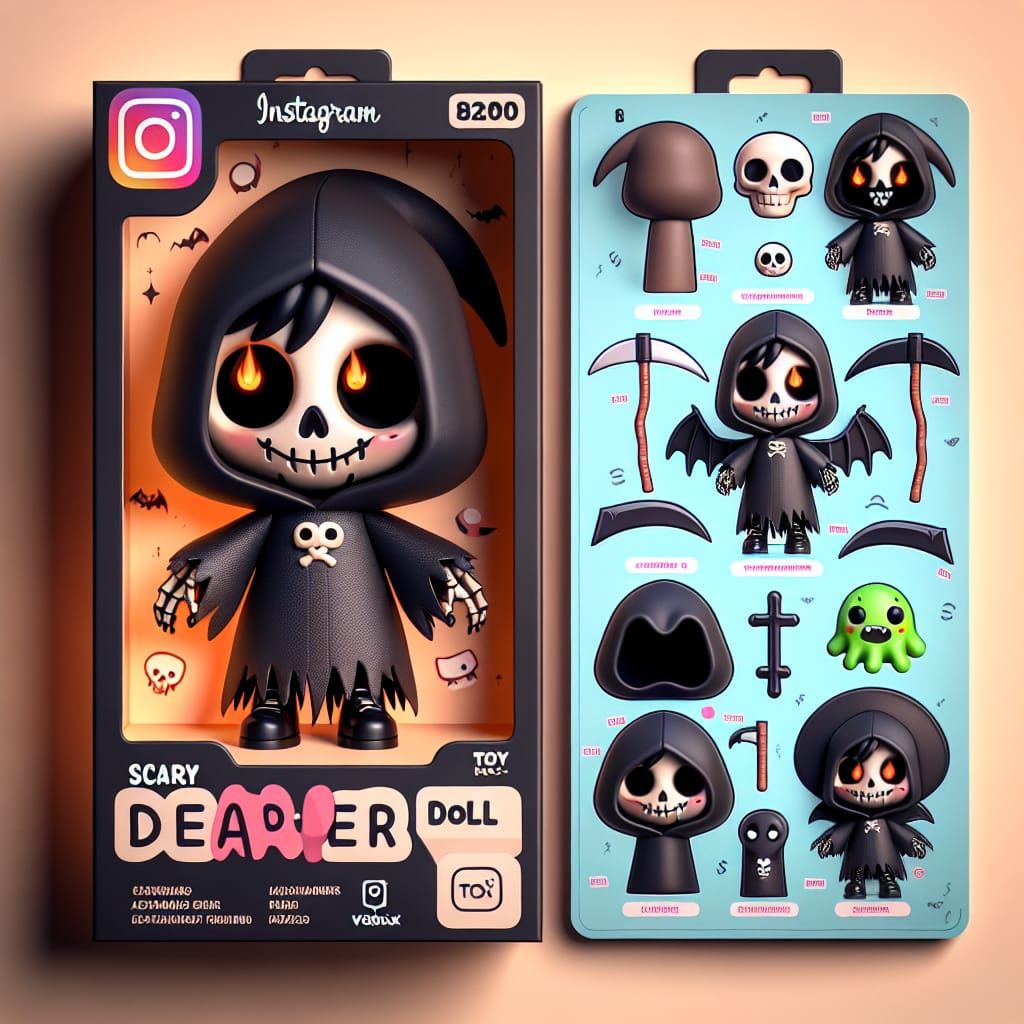Cute Modern Horror Demon Doll in Toy Packaging