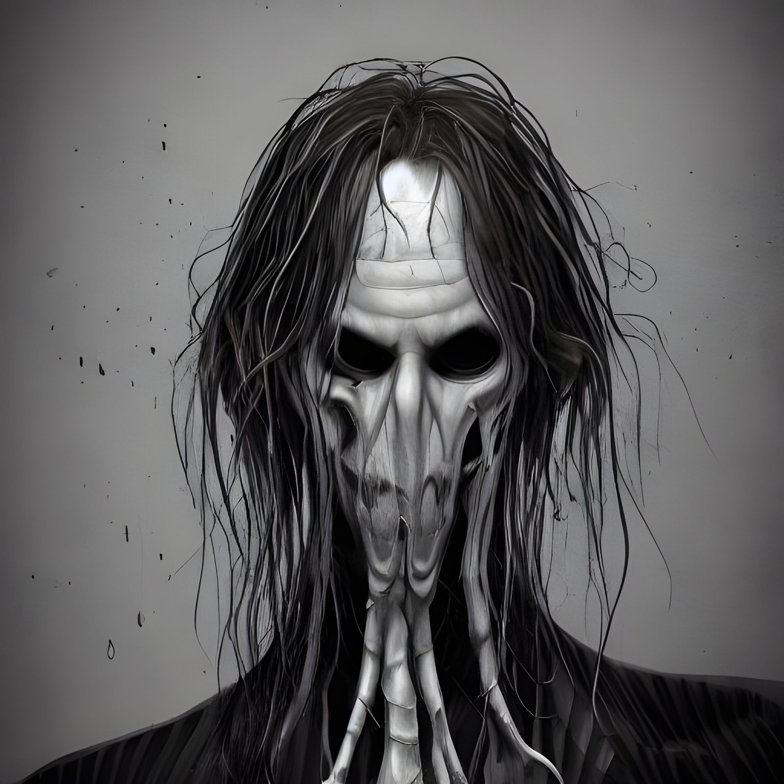 Hyperrealistic Faceless Man in Black Forest