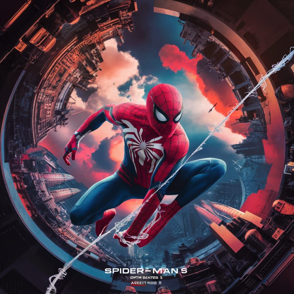 Spider-Man Movie Poster in Fantastical Urban Scene