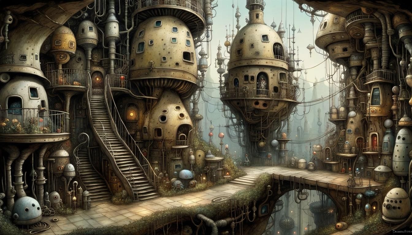 Intricate Underground Fantasy Realm by Damien Hirst