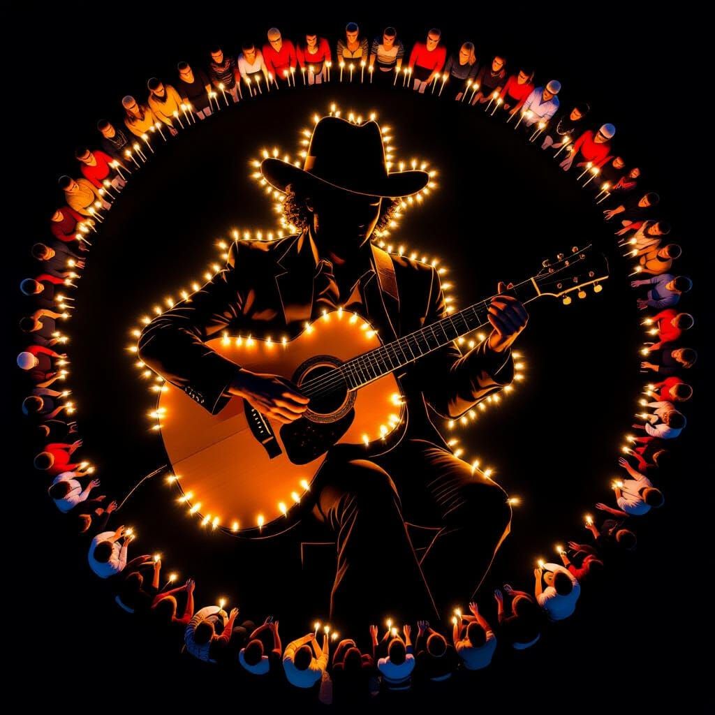 Living Candle Portrait of Guitarist in Chiaroscuro Style