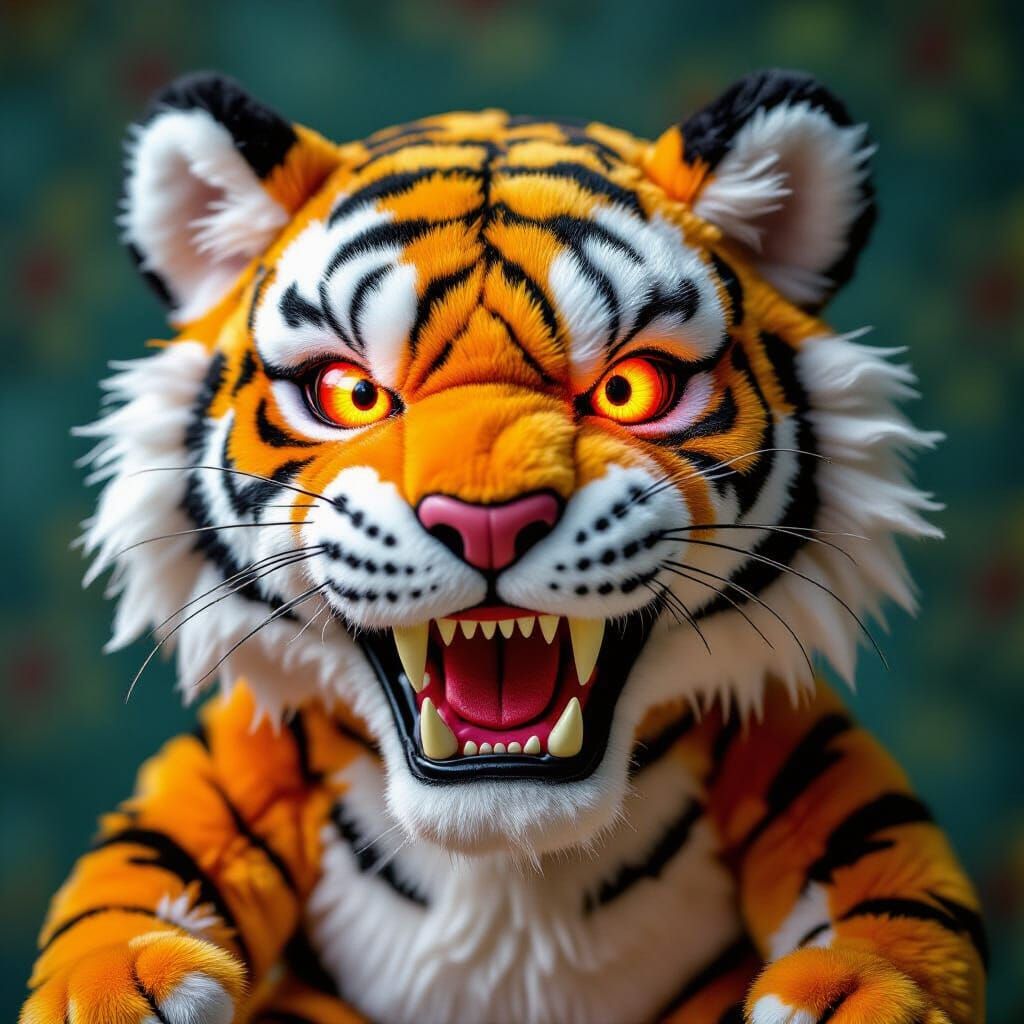 Possessed Tiger Toy with Glowing Red Eyes