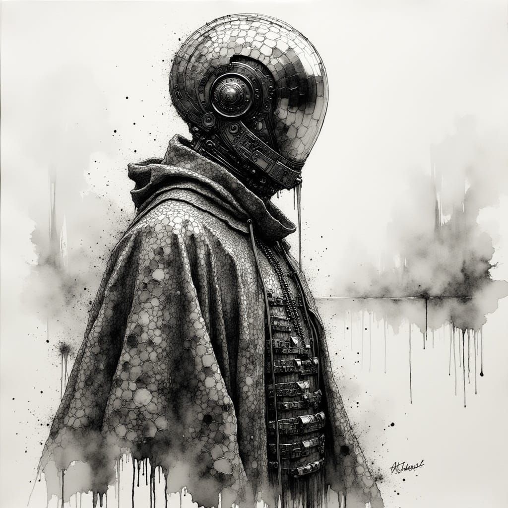 Intricately Designed High-Tech Cloak with Mirrored Surface