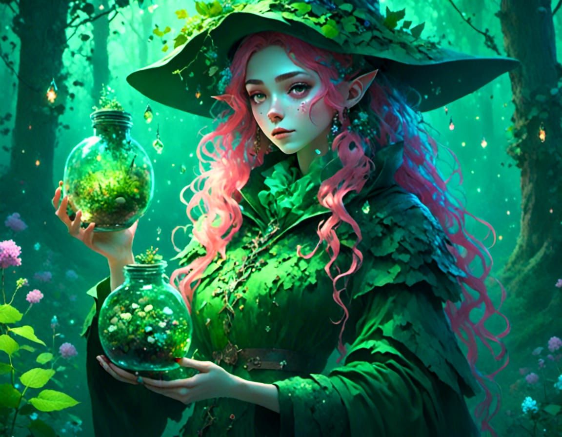 green elf witch