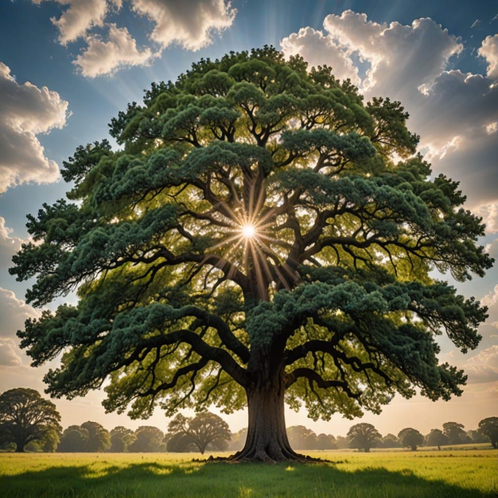 Majestic Heavenly Oak Tree in Divine Soft Focus