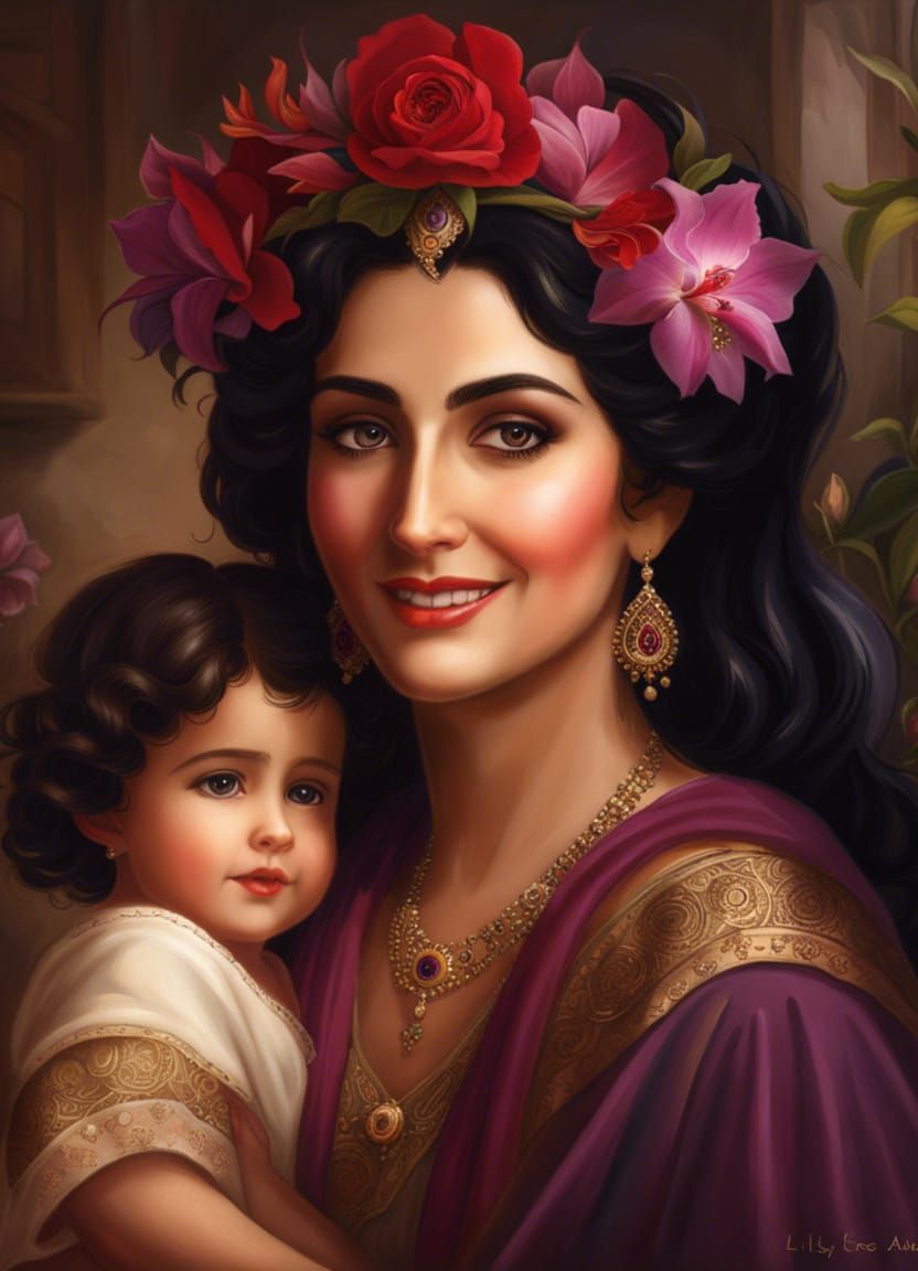 Armenian Mother Cooking Surrounded by Grandchildren