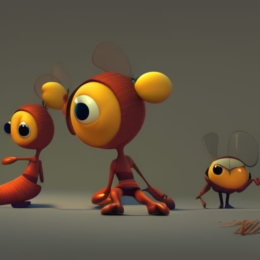 Pixar-Style 3D Bed Bugs in Bright Colors