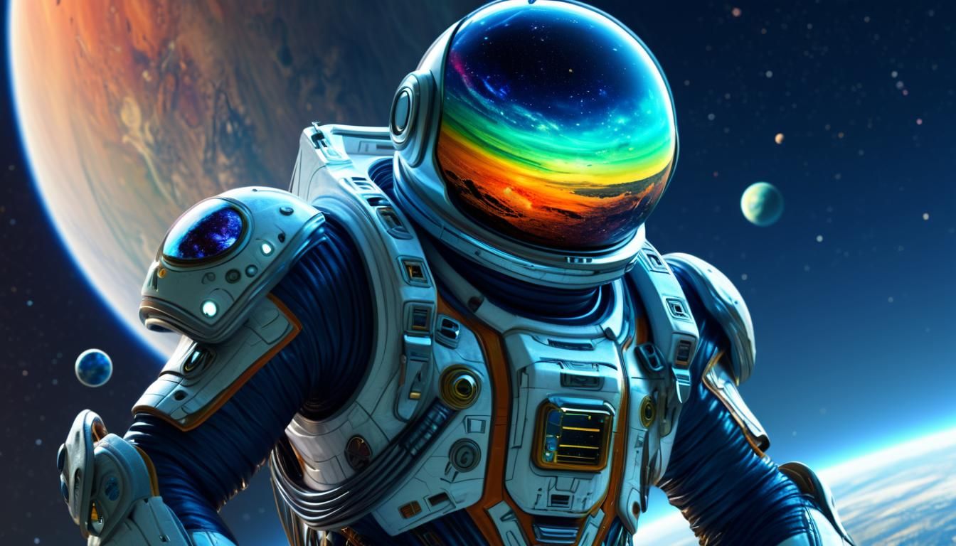 Astronaut on Colorful Alien Planet