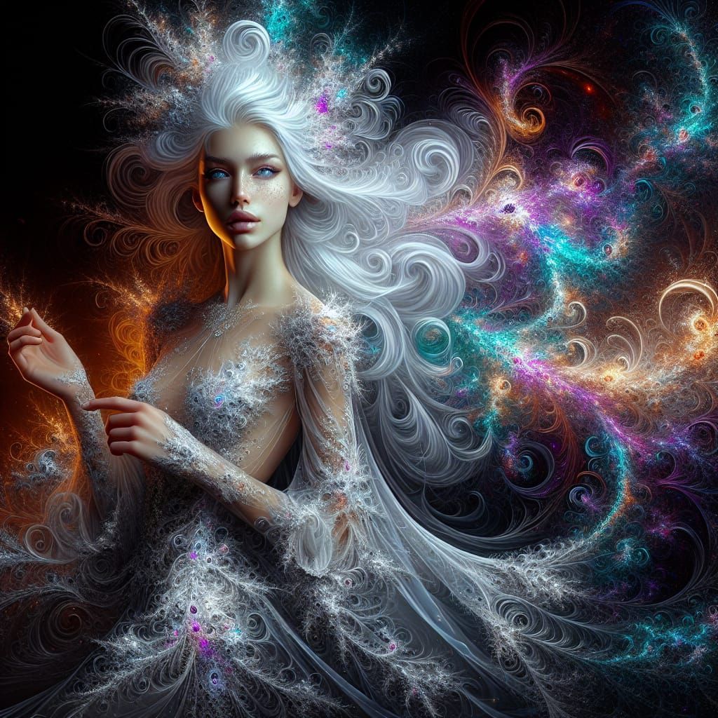 Ethereal Fractal Portrait of a Beautiful Lady