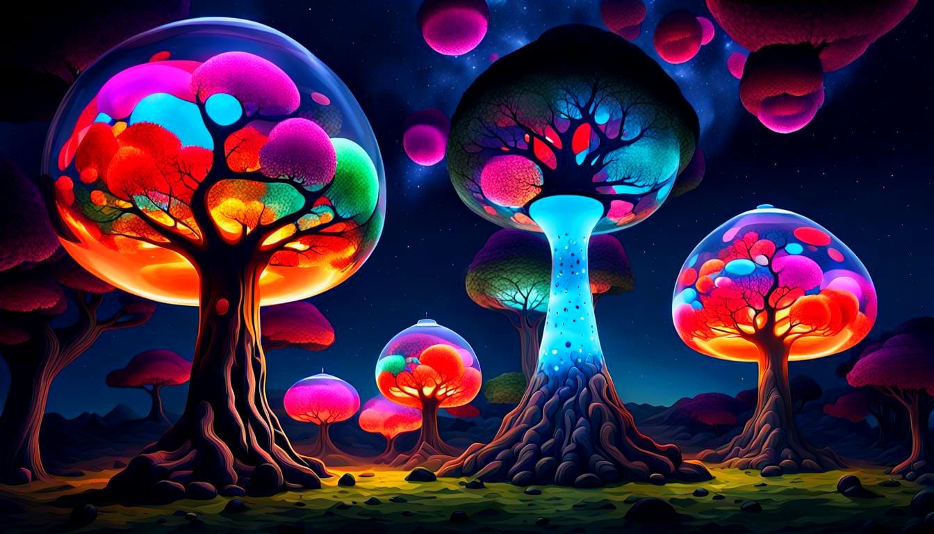 Fractal Lava Lamp Tree: A Nostalgic Dreamscape