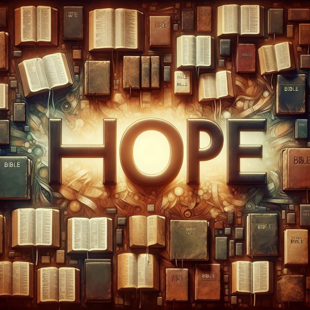 The Word Hope with a Bible Background