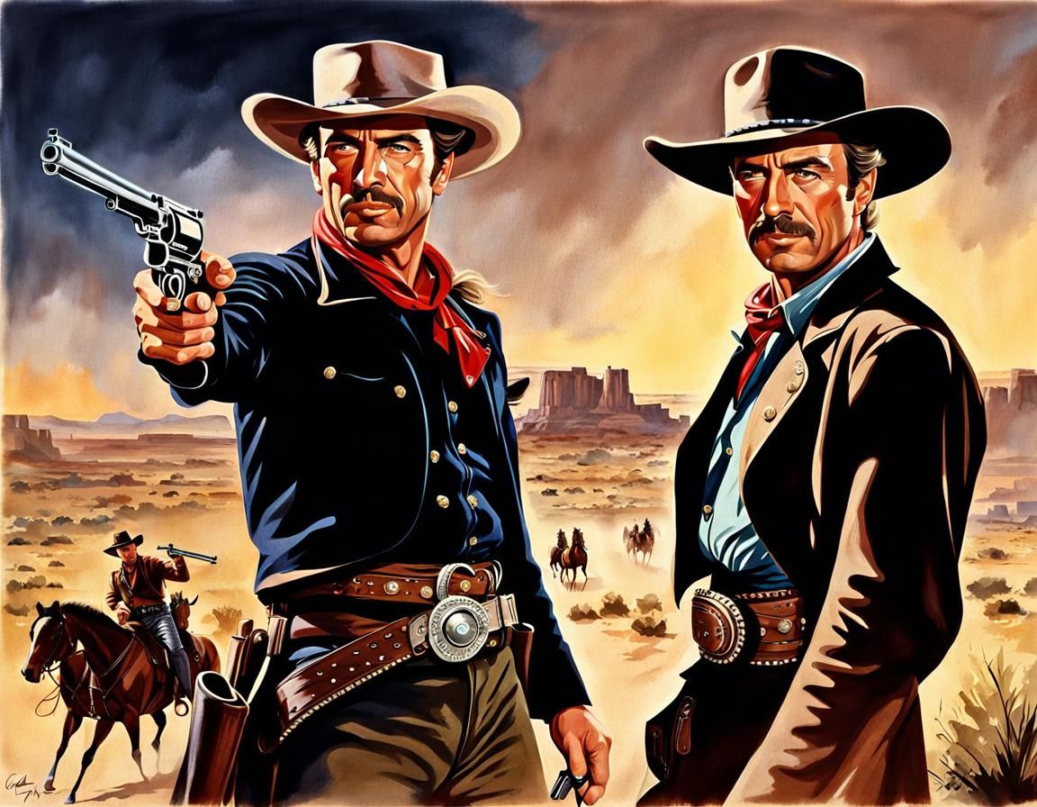 Sheriff Confronts Bandit in Wild West Standoff