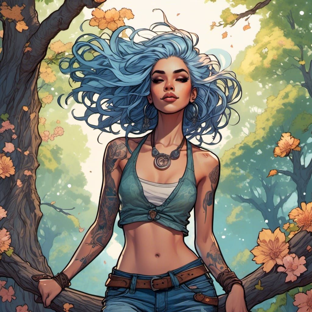 Cell-Shaded Girl Portrait with Breezy Punkrock Style