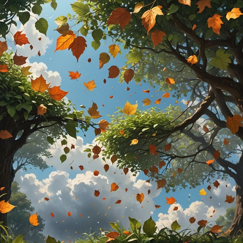 Hyperrealistic Dewdrop Scene with Rustling Leaves