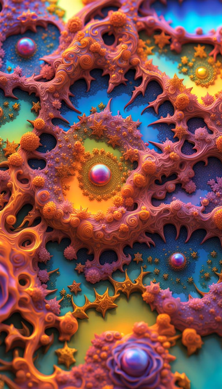 Psychedelic Landscape with Complementary Colors