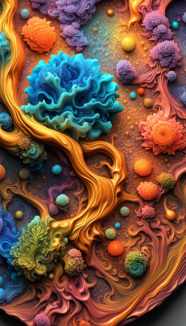 Psychedelic Fractal Art in Complementary Colors