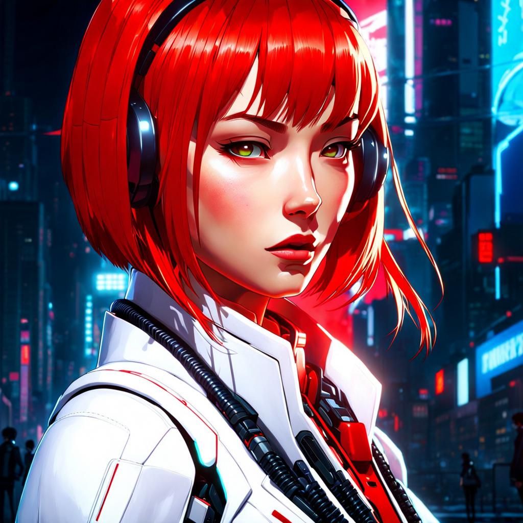 Cyberpunk Makima Portrait in Anime Style