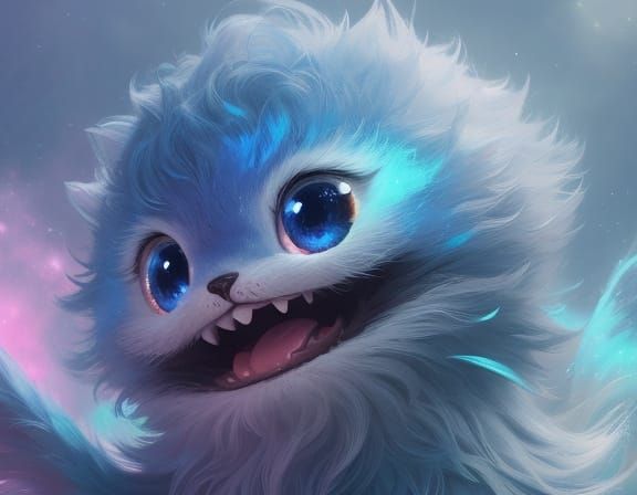 Cute Fluffy Critter in Bubble-Core Style
