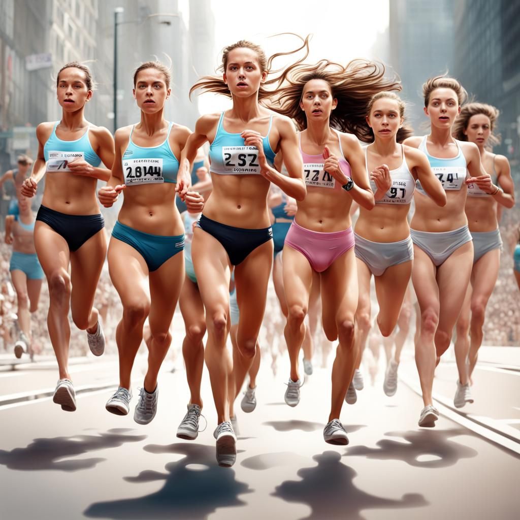 Marathon Runners in Motion: A Realistic Depiction
