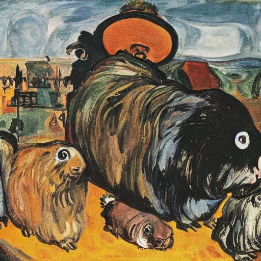 Surreal Guinea Pig: Kokoschka and Dali Style