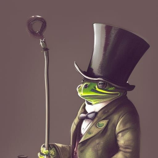 Frog in Tails with Top Hat and Cane