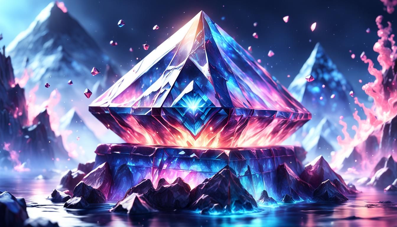 Infinitely Colored Gemstone Diamond in Detailed Matte Painti...