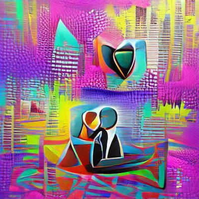 Abstract Couple Painting in Pop Art Style