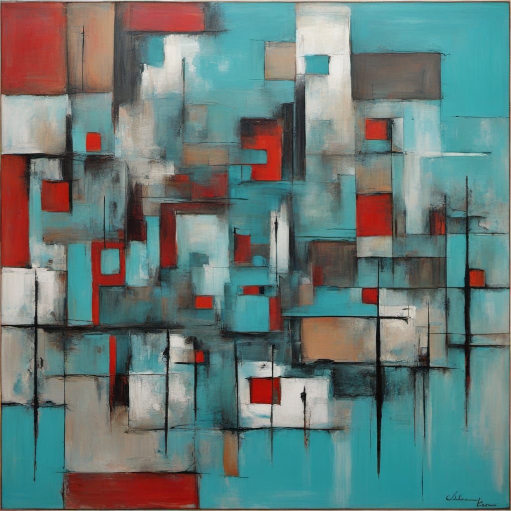 Abstract Surrealism Painting of Morocco with Bauhaus and Fau...