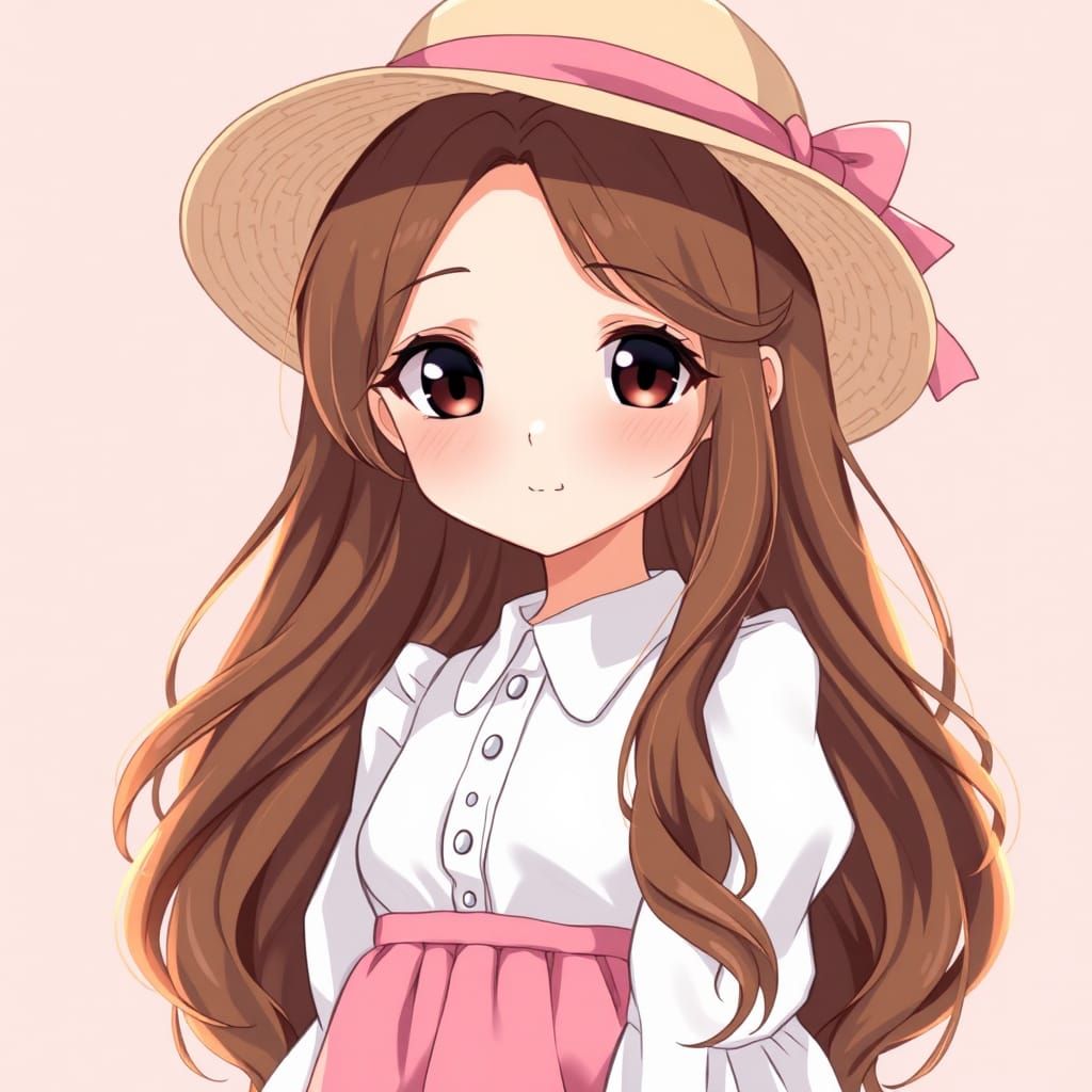 Anime Girl with Hazel Hair and Pink Outfit