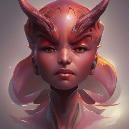 Detailed Chibi Devil Alien Portrait