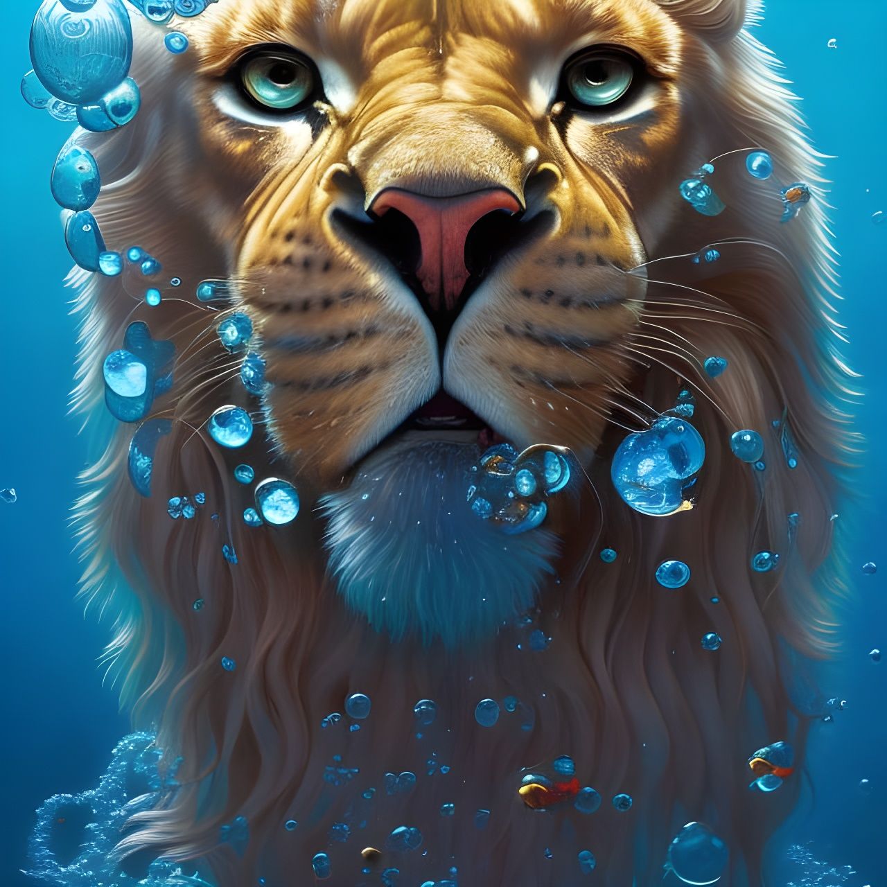 Noble Liquid Lion: Water Elemental in Romanticism Style