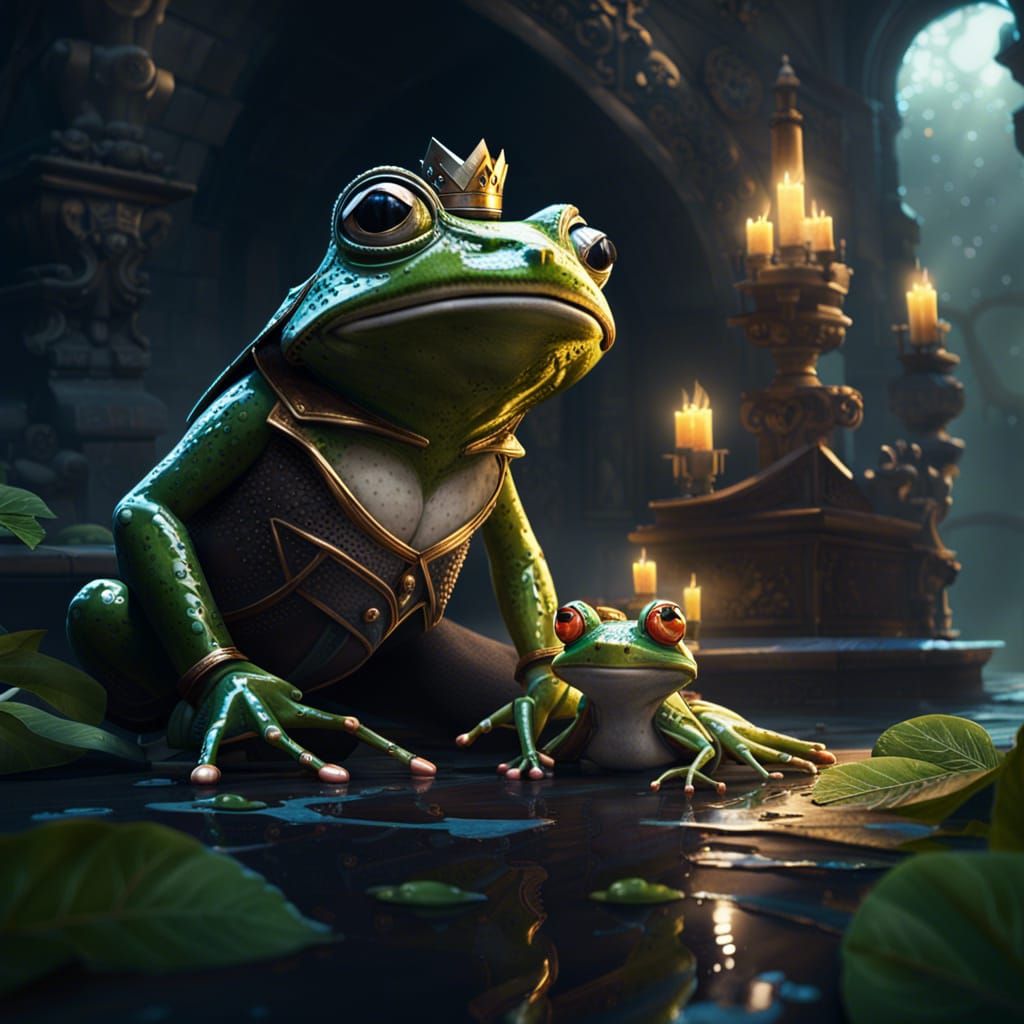 Frog and Princess in Dark Fantasy Style