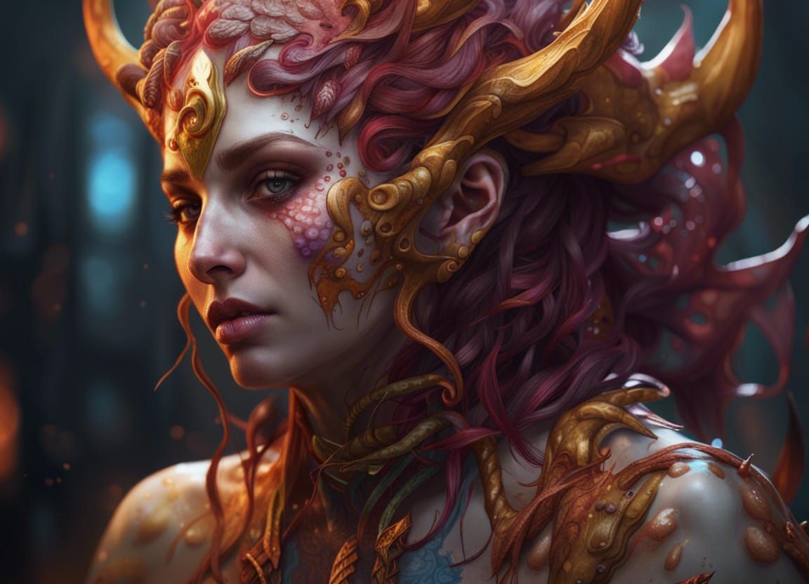 Gluttony Demon Portrait in Fantasy Art Style