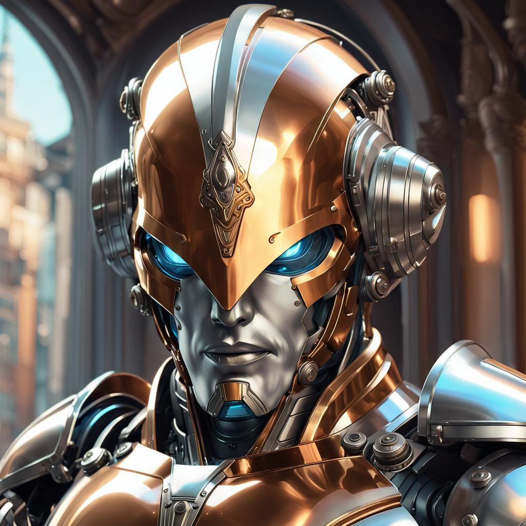 Metallic Roboman Portrait in Artgerm Style